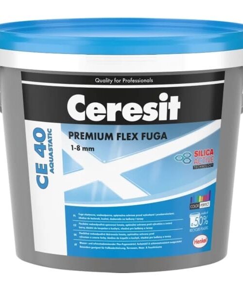 Škárovacia hmota Ceresit CE40 je flexibilná škárovacia hmota s Color Perfect technológiou. Je to vodeodolná, flexibilná škárovacia hmota na škárovanie keramických obkladov a dlažieb, vrátane gresovej, na škár so šírkou do 8 mm.