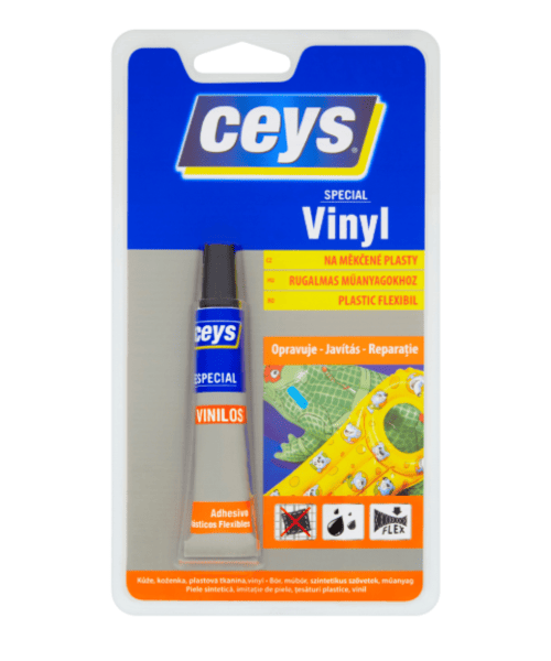 Ceys special vinyl opravuje póry, trhliny, ryhy a diery vo vinyle, pružných plastoch, plastických tkaninách atď.
