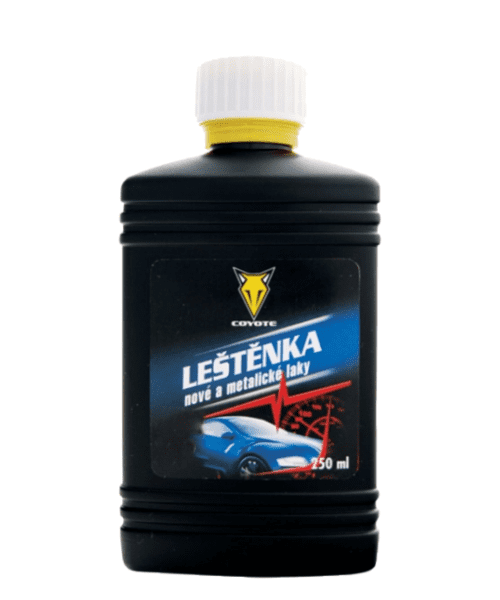 Coyote leštenka na nové a metalické laky je prípravok vhodný na rýchle leštenie nových dobre udržiavaných autolakov. Obsahuje špeciálnu zmes olejov, ktorá ochráni lak automobilu pred vonkajšími vplyvmi. Neobsahuje silikónové zlúčeniny a abrazíva. 