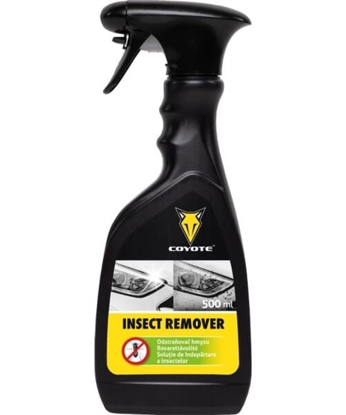 Coyote odstraňovač hmyzu je koncentrovaný prípravok napomáhajúci účinnému odstráneniu všetkých pozostatkov hmyzu z čelných skiel, masiek chladičov, reflektorov a karosérií. Nepôsobí agresívne na lak automobilu Parfumované.
