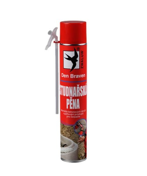 Den Braven studniarska PUR pena trubičková na montáže a tesnenie betónových studničných skruží, tesnenie rozvodných, revíznych a kontrolných šachiet.