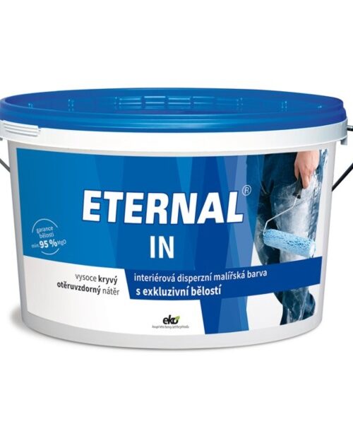 Eternal IN je vodou riediteľná, žiarivo biela, príjemne parfumovaná interiérová disperzná farba, vyznačujúca sa vysokou krycou schopnosťou a veľmi príjemnými aplikačnými vlastnosťami.
