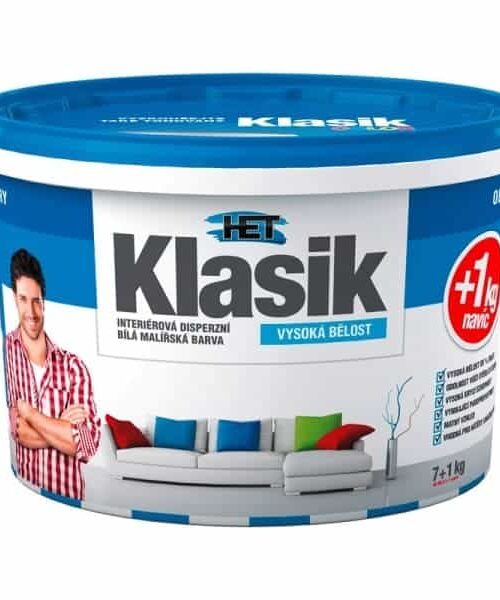 HET Klasik Biely interiérová farba je snehobiela, matná, oteruvzdorná, disperzná farba na vnútorné použitie. Vhodná do vlhkých priestorov.