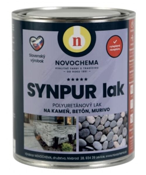 Synpur lak je vrchný lesklý polyuretánový lak na vnútorné a vonkajšie nátery prírodného a umelého kameňa, kamenných kobercov a iných stavebných materiálov (tehla, betón, murivo).